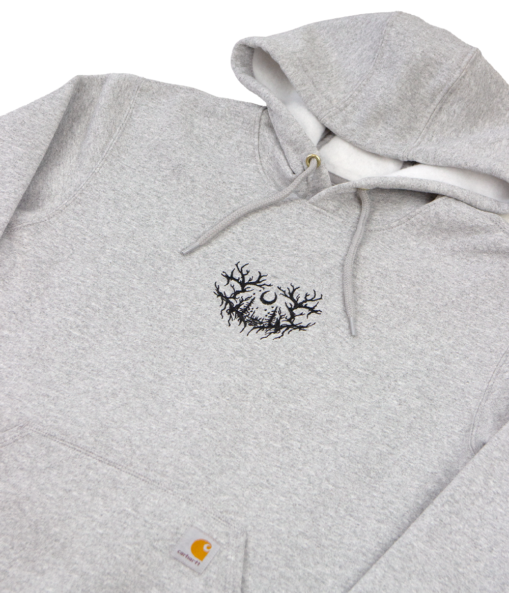 Lorna Shore Carhartt Embroidered Puff Hooded Sweatshirt (Heather Grey)