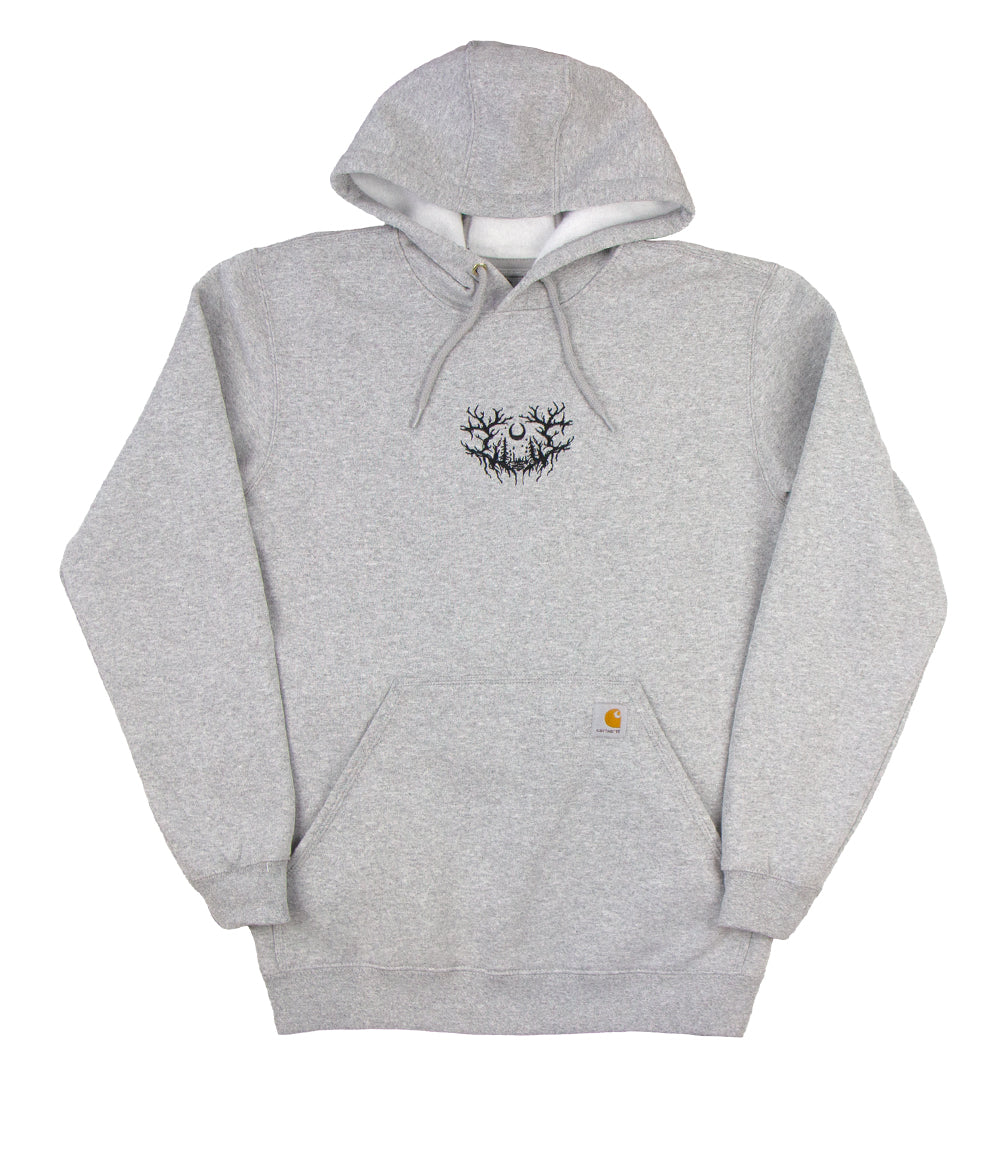 Lorna Shore Carhartt Embroidered Puff Hooded Sweatshirt (Heather Grey)