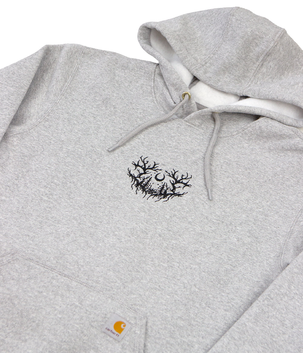 Lorna Shore Carhartt Embroidered Puff Hooded Sweatshirt (Heather Grey)